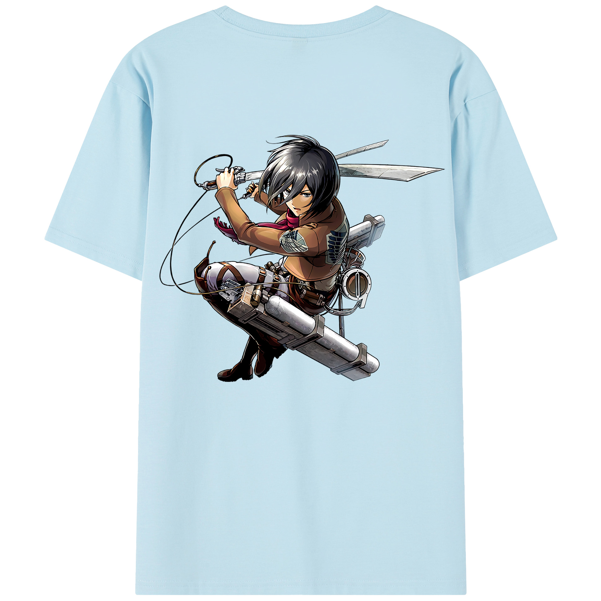 （画像用） 進撃の巨人 ミカサ·アッカーマン Attack on Titan Mikasa Ackerman 綿100％半袖Tシャツ（背面プリント）